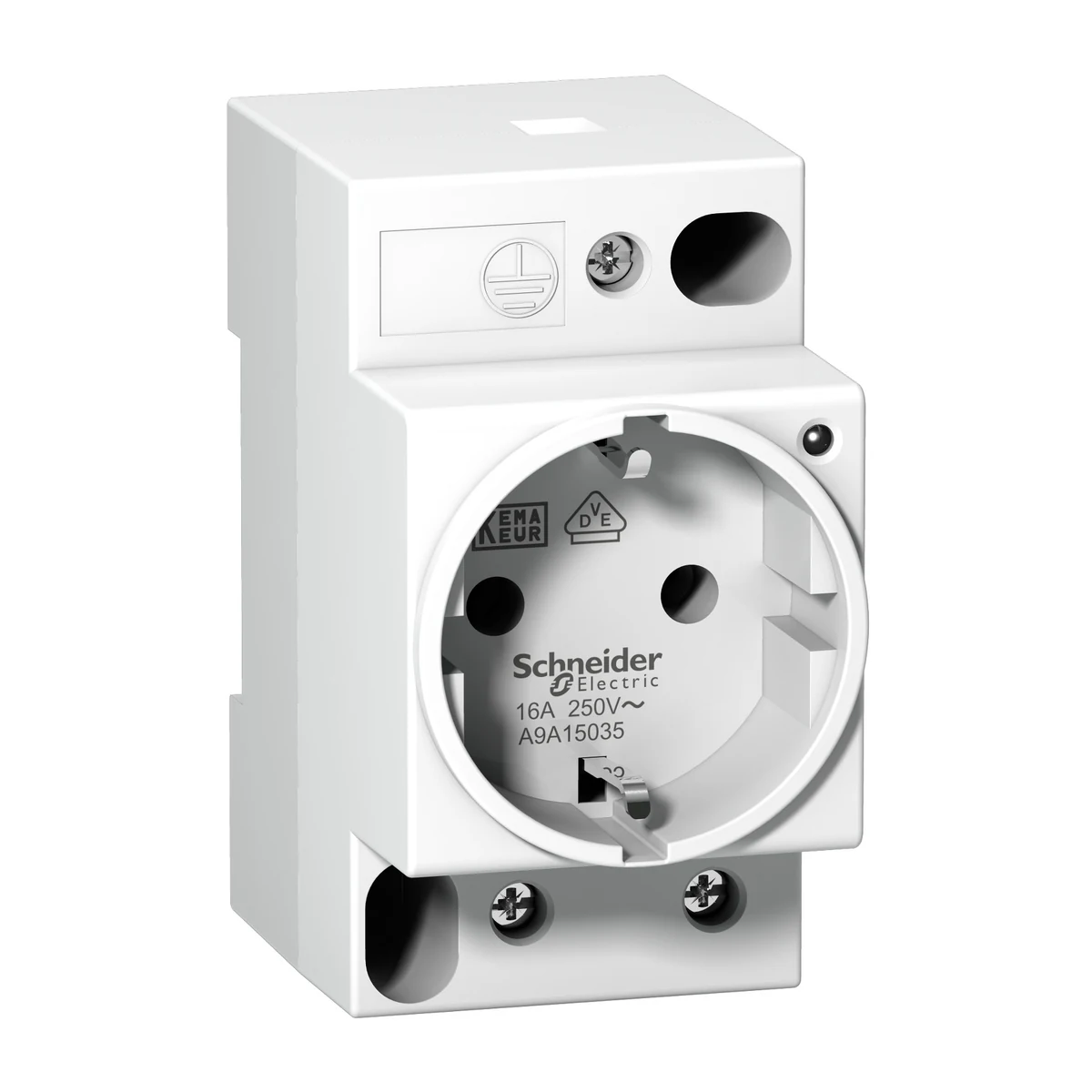 Schneider Electric A9A15035 DIN rail modular socket, illuminated grounded socket
