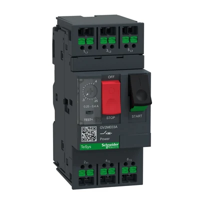 Schneider Electric GV2ME03A TeSys Deca GV2 Thermal-Magnetic Breaker 0.4A PB Snap-in