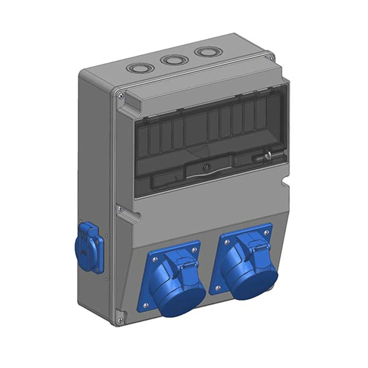 Mete Enerji 70065050B006 2 pcs 3x32A IP44 Angled Machine Socket on Front + 2 pcs 1x16A IP44 Panel Socket on Side