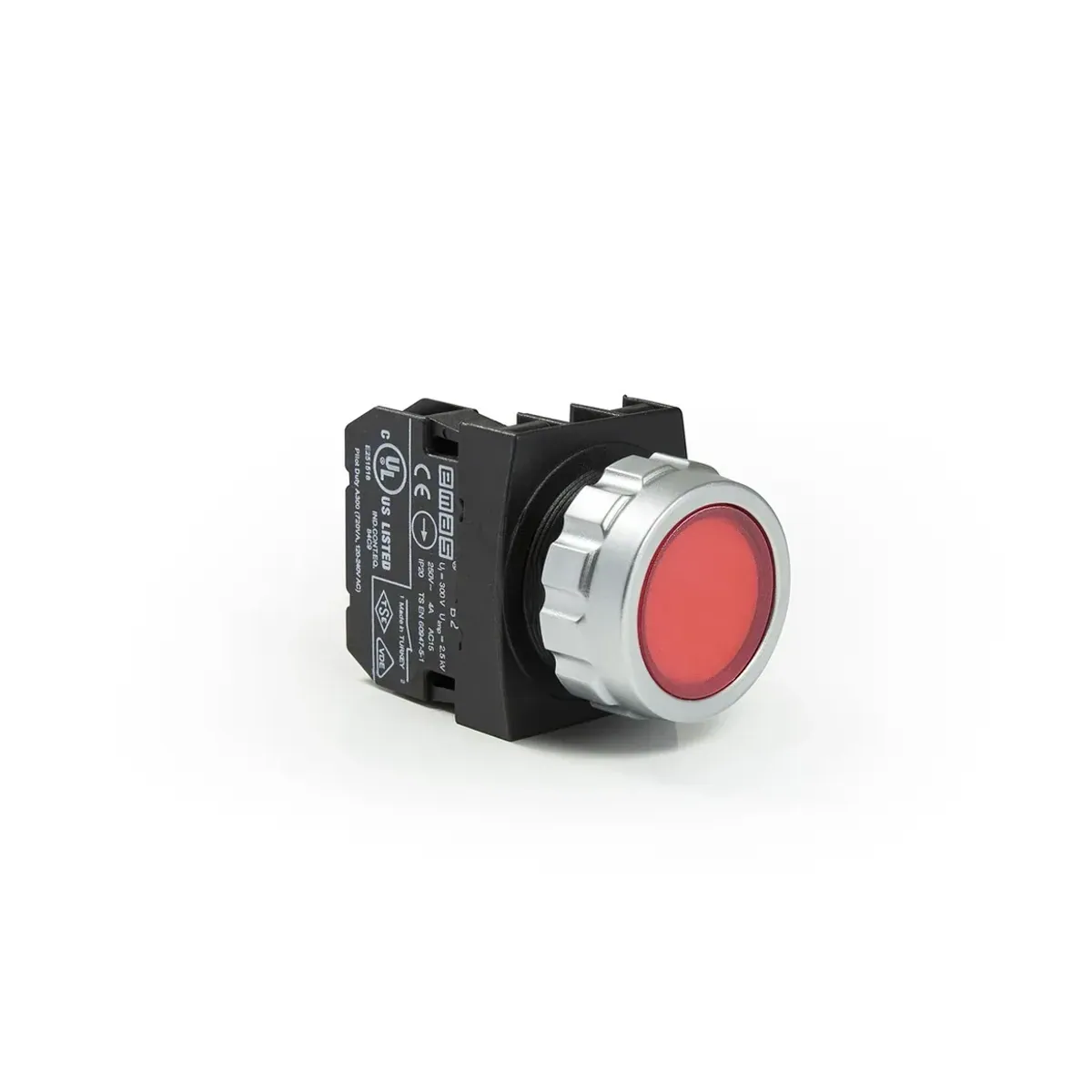 Emas H Serisi Plastik Düz Yaylı Tip Kırmızı Buton 1NC 30mm IP50