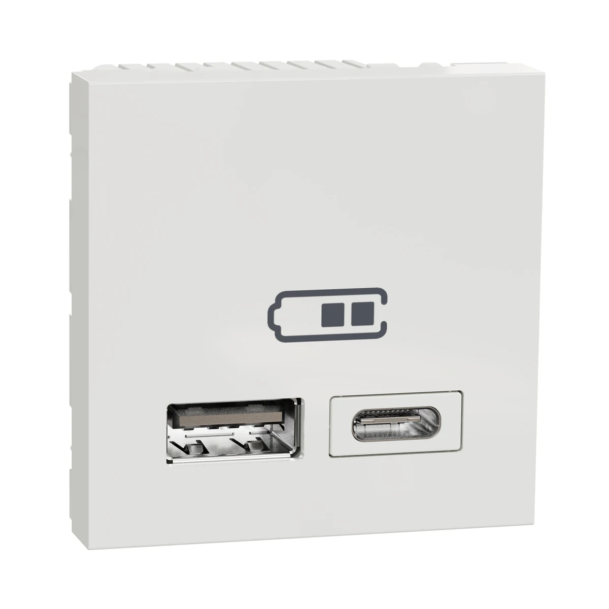 Schneider Electric NU301818 Yeni Unica, 2xUSB Charging Socket 2.4A Type A+C 2m, White