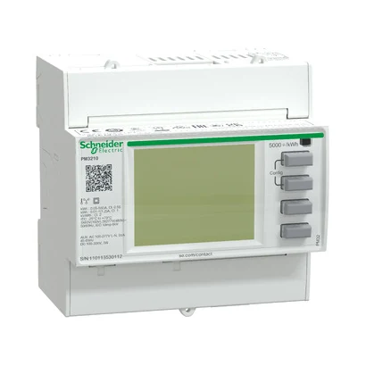 Schneider Electric METSEPM3210 PM3210 Enerji Analizörü, DIN rayına monte, darbe çıkışlı — üretici katalog görseli