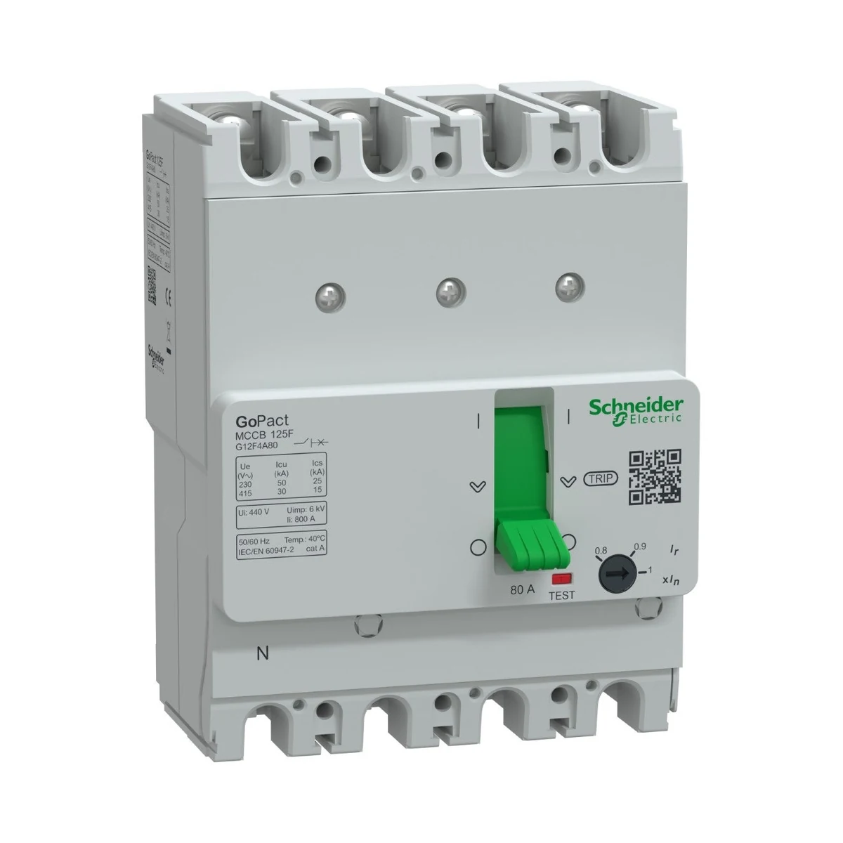 Schneider Electric G12F4A80 GOMCCB 125F 4P4D 80A Adjustable