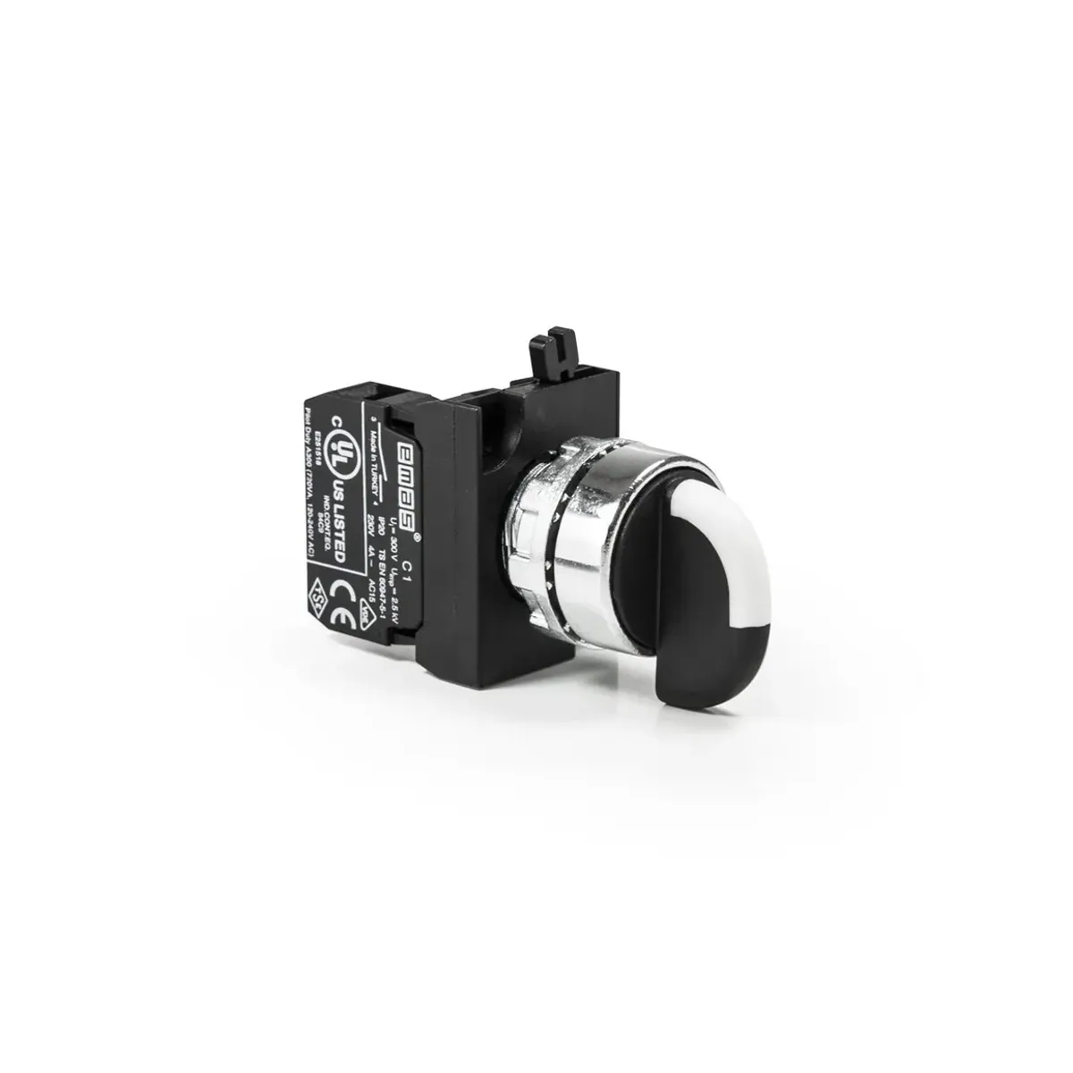Emas CM Serisi Metal Seçici Kalıcı Tip 1NO 0-I Siyah 22mm IP65
