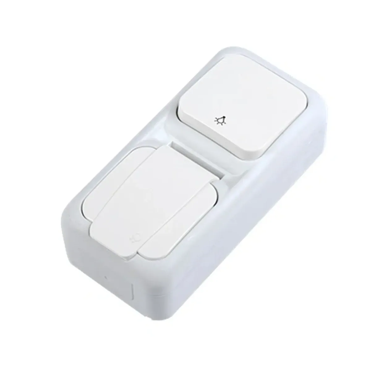 Viko Palmiye Surface-Mounted White Vertical Double Light Switch and Grounded Socket IP54