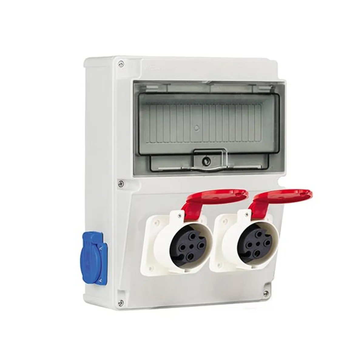 Mete Enerji 70035050B013 2 pcs 3x32A IP44 Rubber Machine Socket on Front + 2 pcs 1x16A IP44 Panel Socket on Side