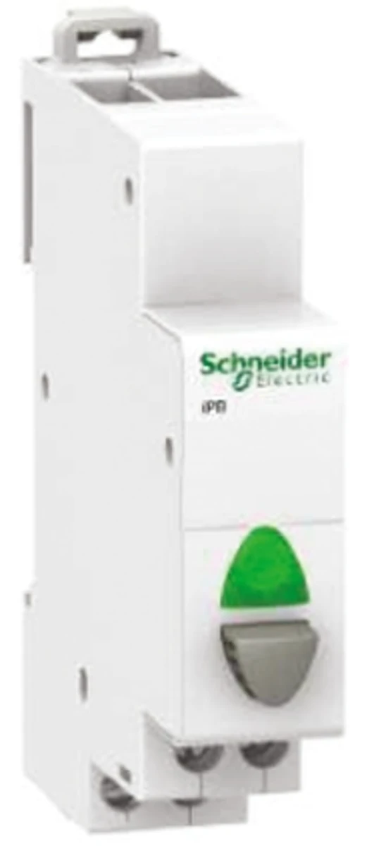 Schneider Electric A9E18038 iPB 1NO Contact Single Illuminated Push Button, Gray + Green Light