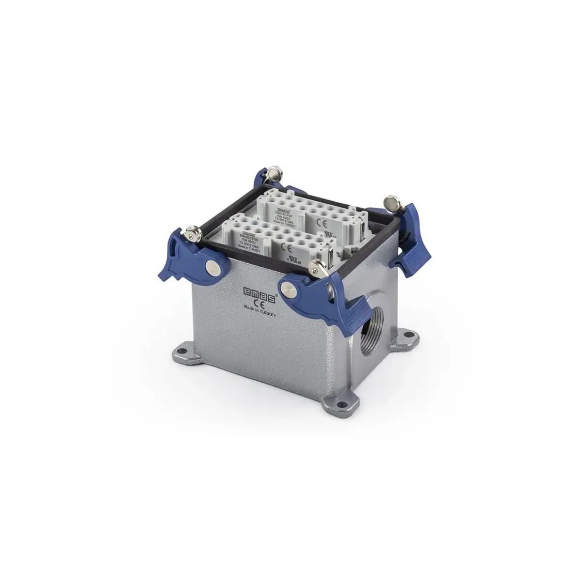 Emas Metal 32 Contact Wall-Mount Type Socket 16A Dual Side Entry 4 Latched Multi-Contact EBM32PD24