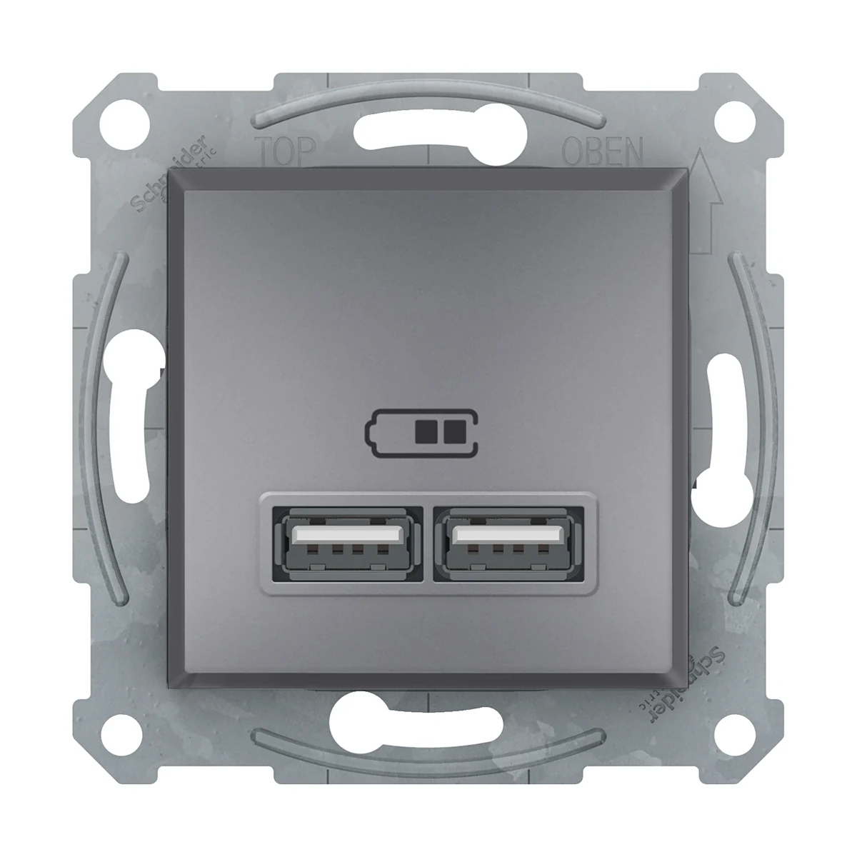 Schneider Electric EPH2700262 Asfora USB Prizi 2,1A çelik — üretici ürün görseli