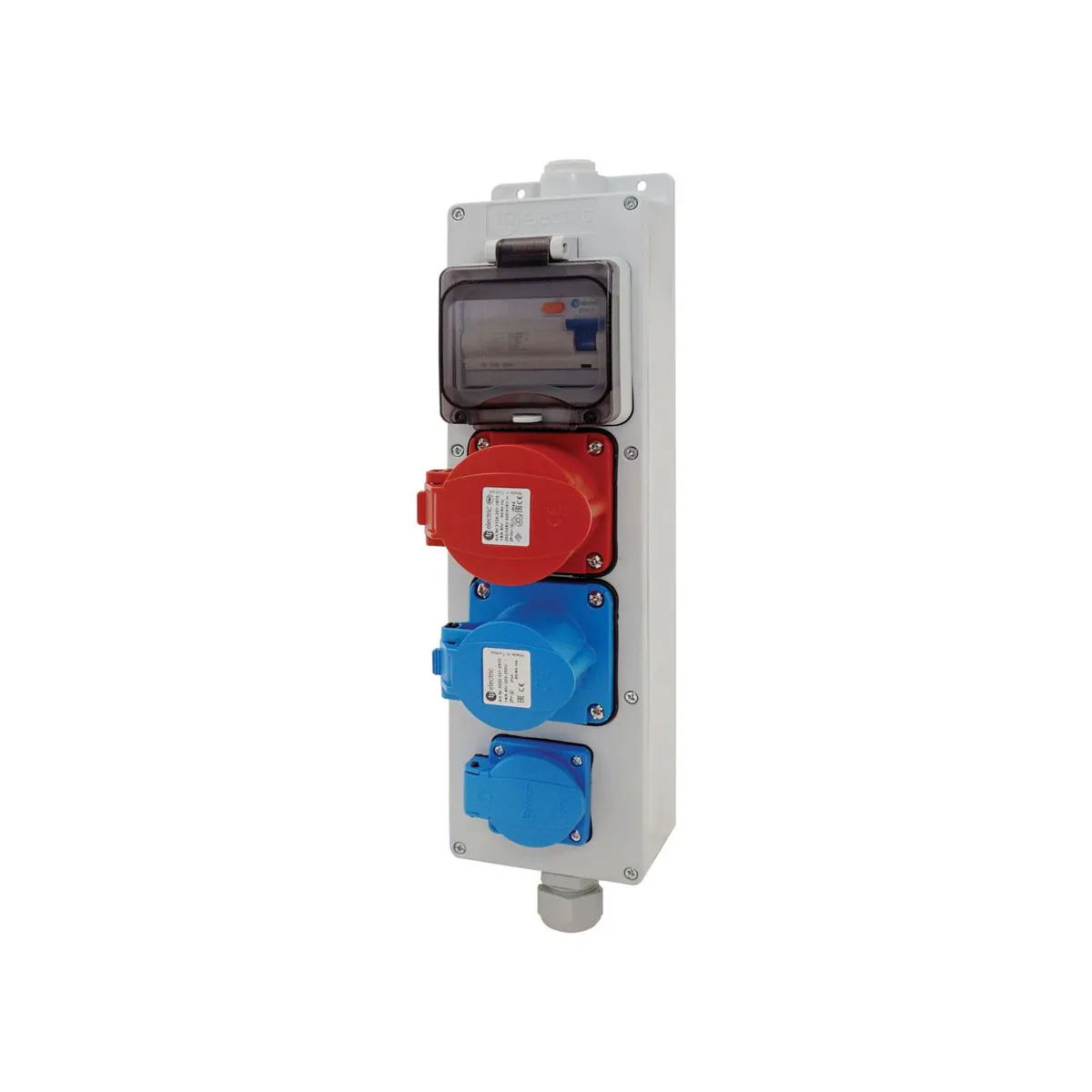 TP Elektrik 3645-521-0600 CEE Group Socket (5x16A+3x16A+1x16A) with Residual Current Protection, IP 44