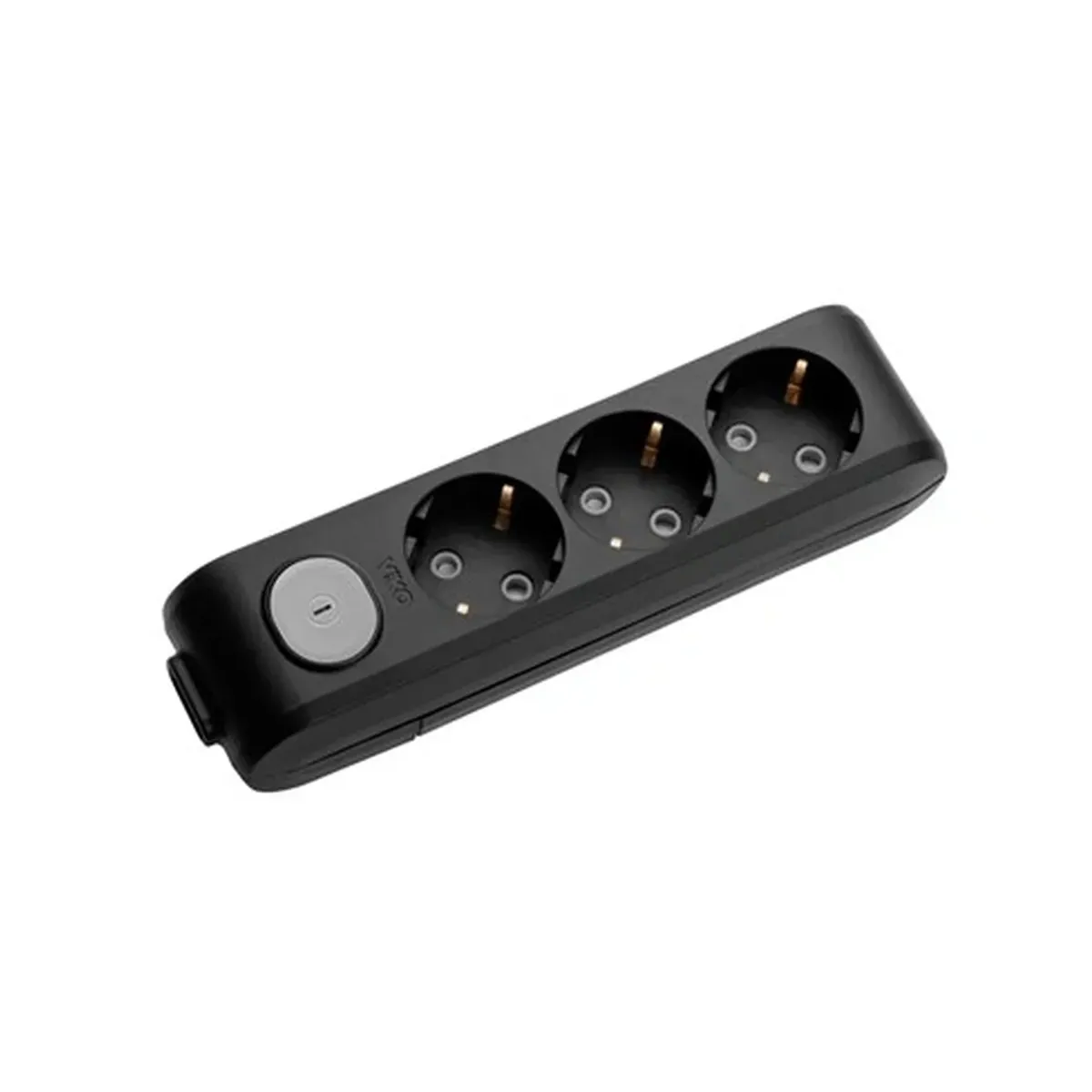 Viko Black Three-Socket Switched Grounded Power Strip, without Cable