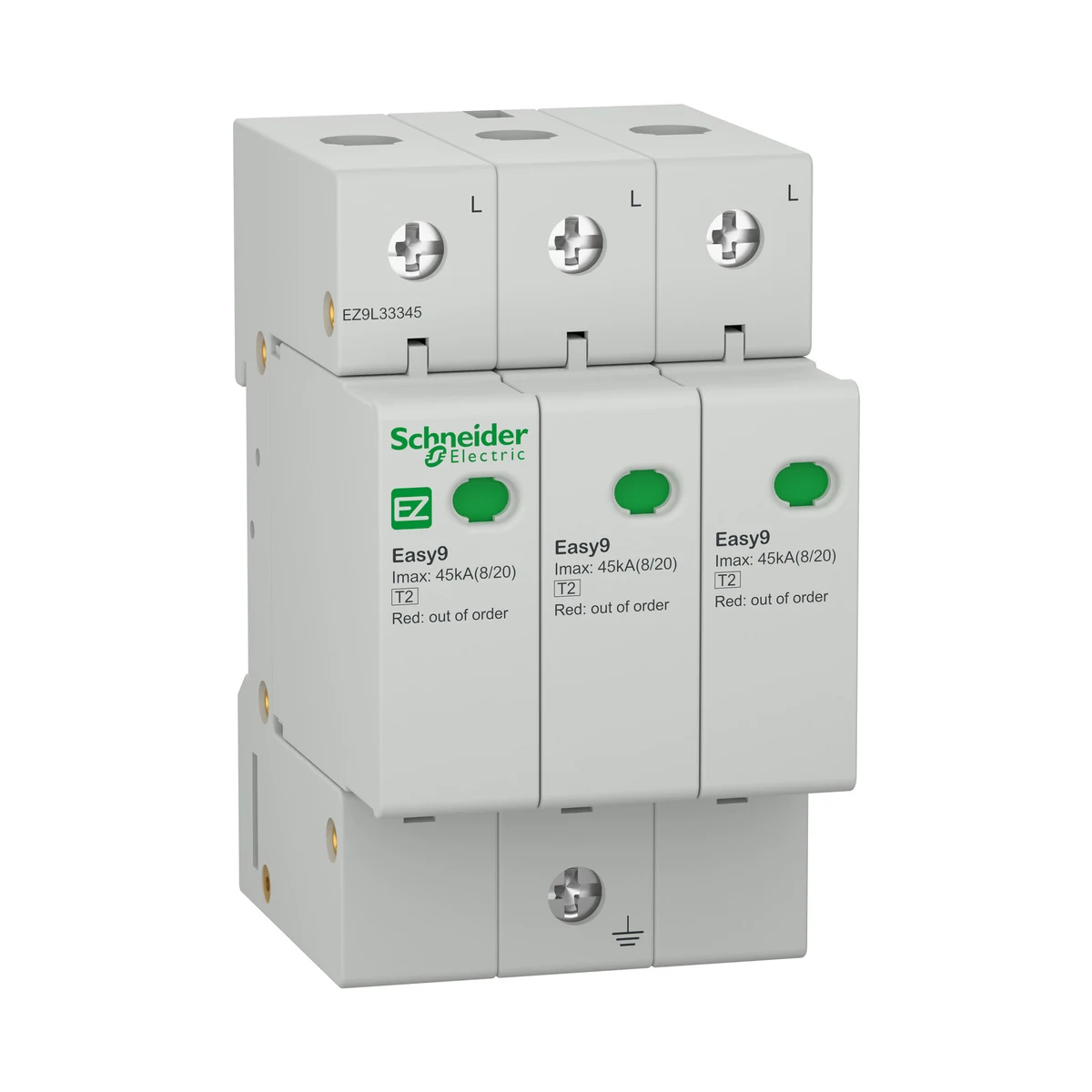 Schneider Electric EZ9L33345 Easy9 Parafudr T2 3P 45KA 400V — üretici ürün görseli
