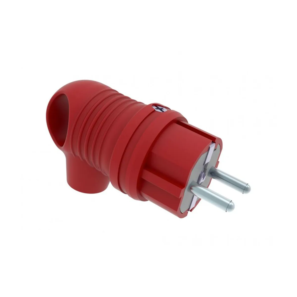 Bemis BV6-1402-2021 Kauçuk Kulplu Eğik Fiş (Kırmızı) 16 A 2P+E IP44