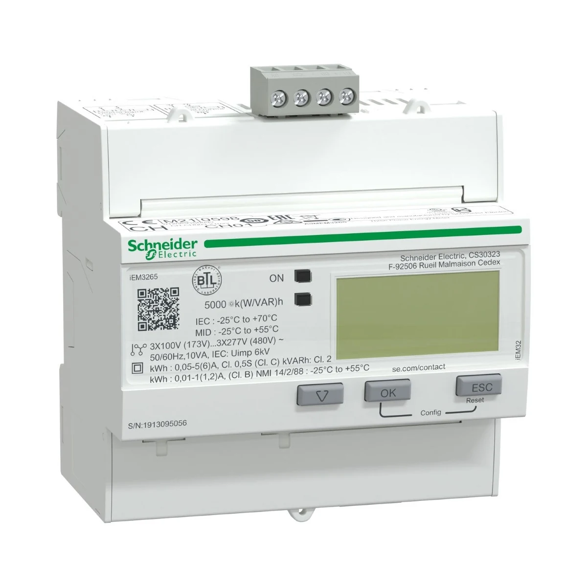 Schneider Electric A9MEM3265 iEM3265, Akım Trafosu bağlantılı 3-faz kWH ölçer, BACnet MID