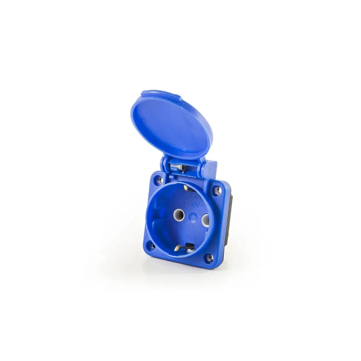 Emas 2P+E Panel-Mount Socket 16A Blue Schuko Panel-Mount EPREU1M