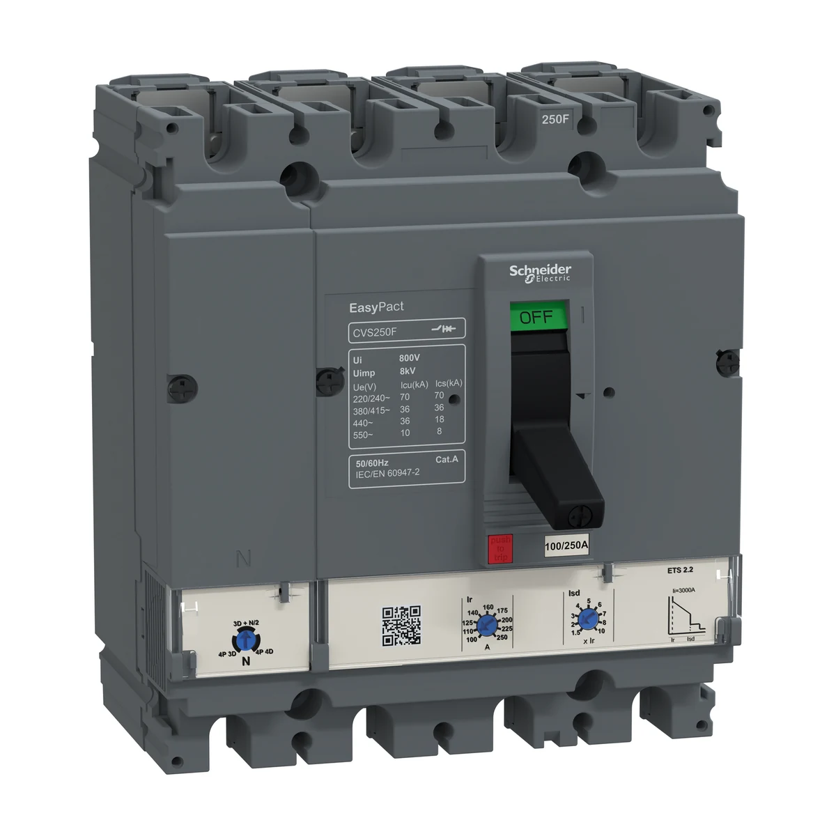 Schneider Electric LV525509 EasyPact CVS250F 250A ETS 2.2 36kA 4P