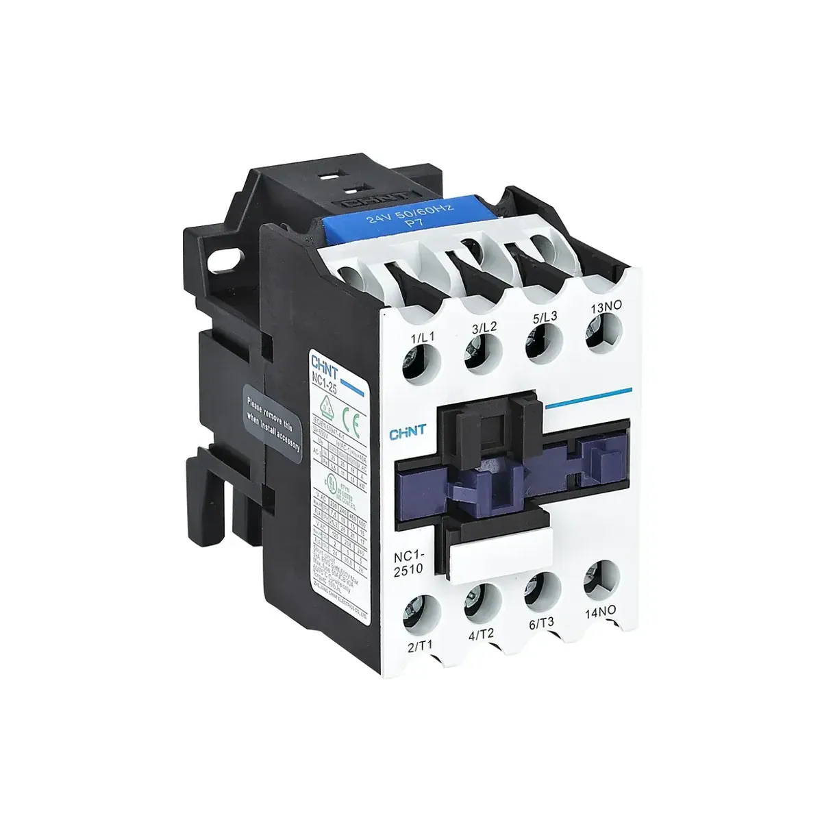 Chint NC1 Series 3 Pole 25A 24V AC 1NO Auxiliary Contact Contactor NC1-2510 24V 50/60Hz