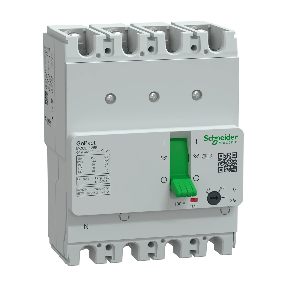 Schneider Electric G12F4A100 GOMCCB 125F 4P4D 100A Adjustable