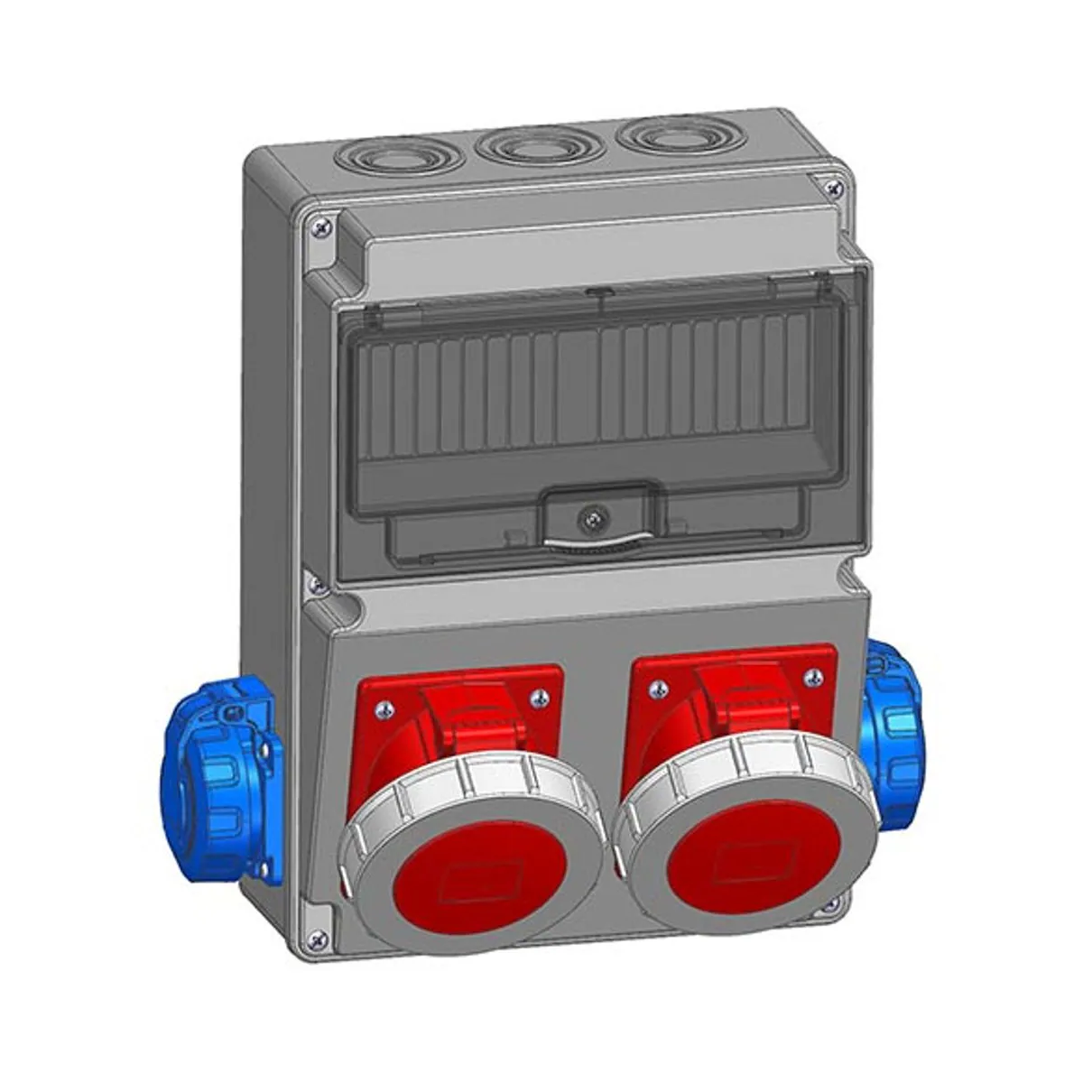 Mete Enerji 7003505CB503 2 adet 5x16A IP67 Eğik Makine Prizi Önde + 2 adet 1x16A IP66/68 Pano Prizi Yanda