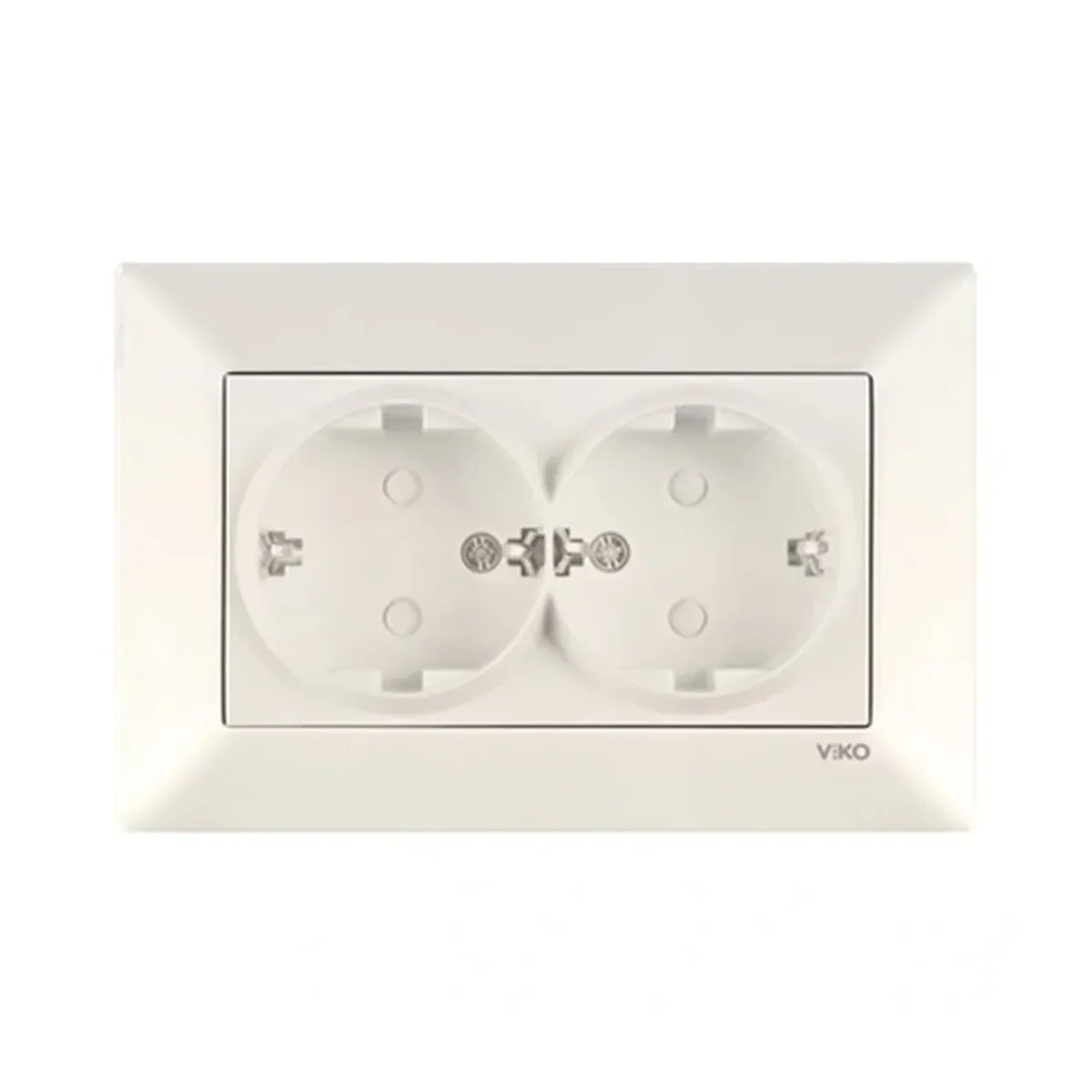 Viko Karre Meridian Cream Double Grounded Socket, Child-Protected