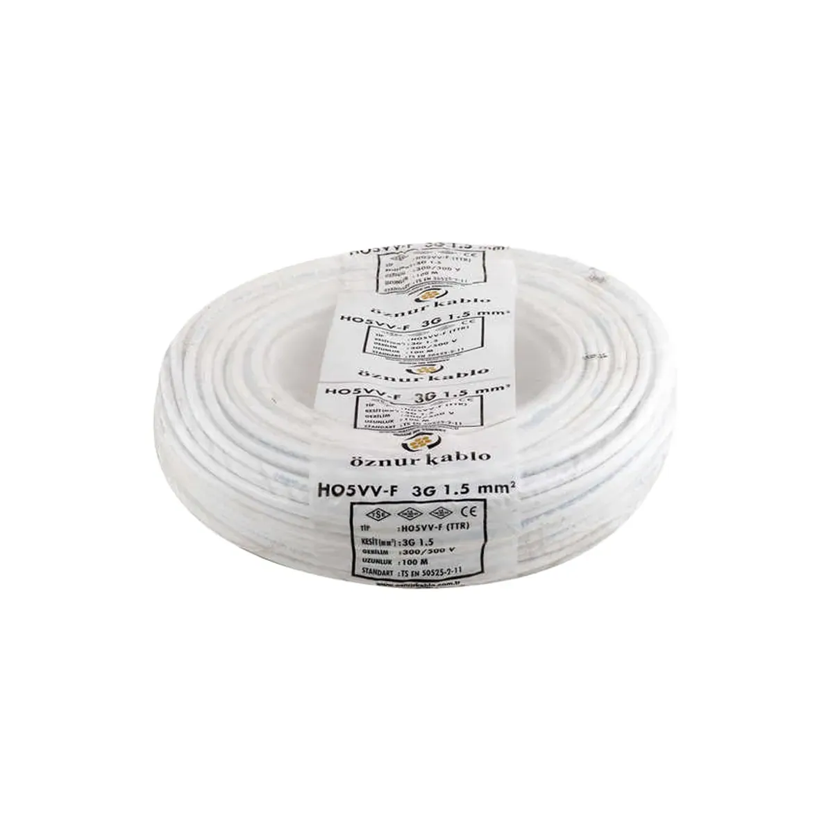 Öznur TTR 3x1,5 mm2 H05VV-F Beyaz Kablo