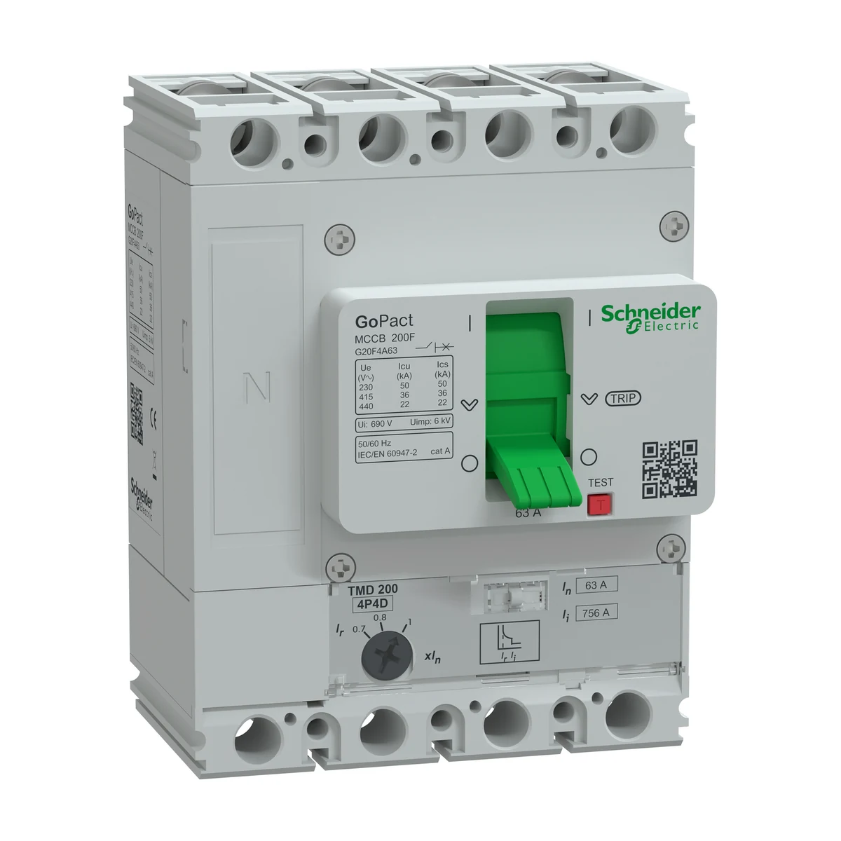 Schneider Electric G20F4A63 GOMCCB 200F 4P4D 63A Ayarlanabilir — üretici ürün görseli