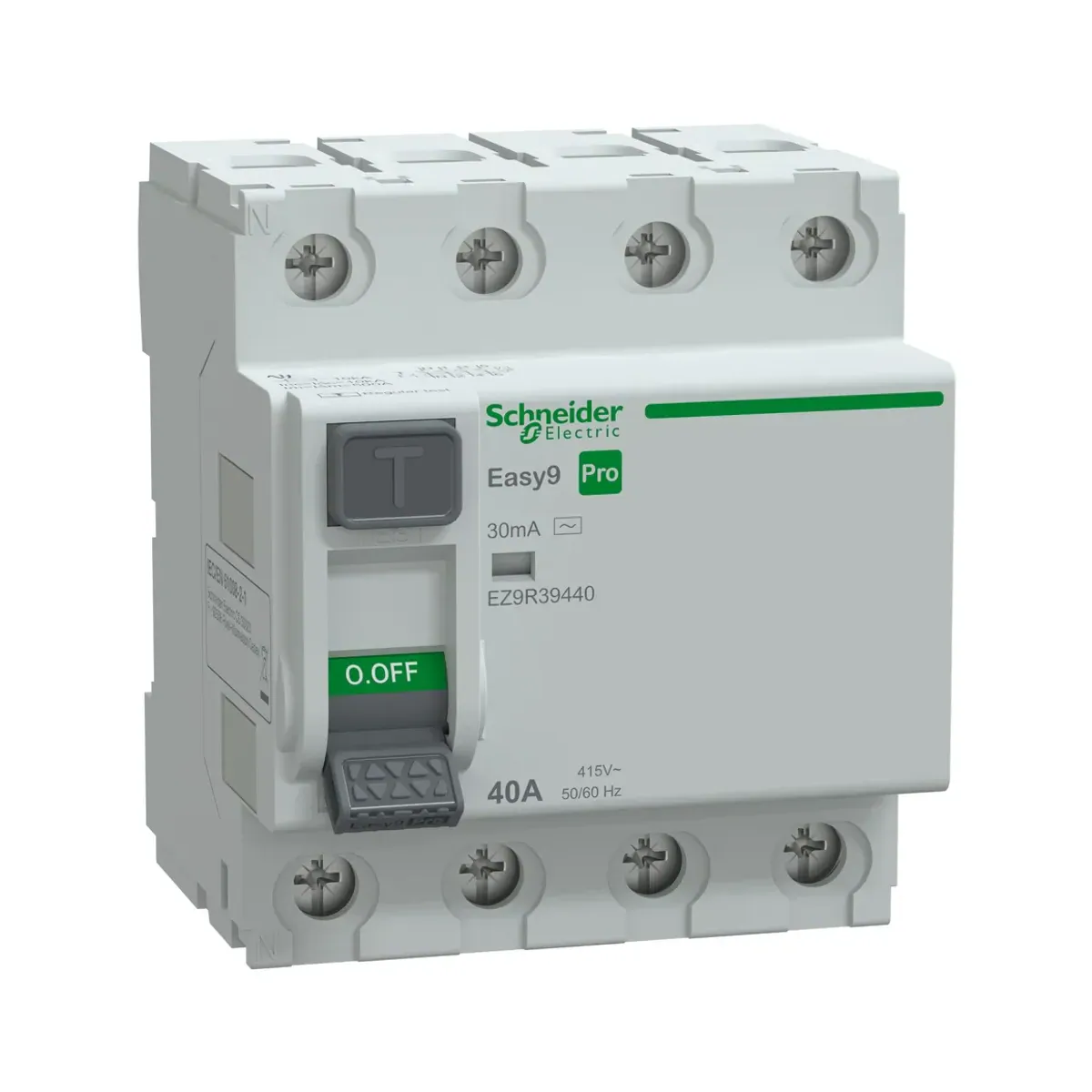 Schneider EZ9R39440 Easy9 Kaçak Akım Rölesi 4 Kutup 40A 30mA AC Tipi 415V