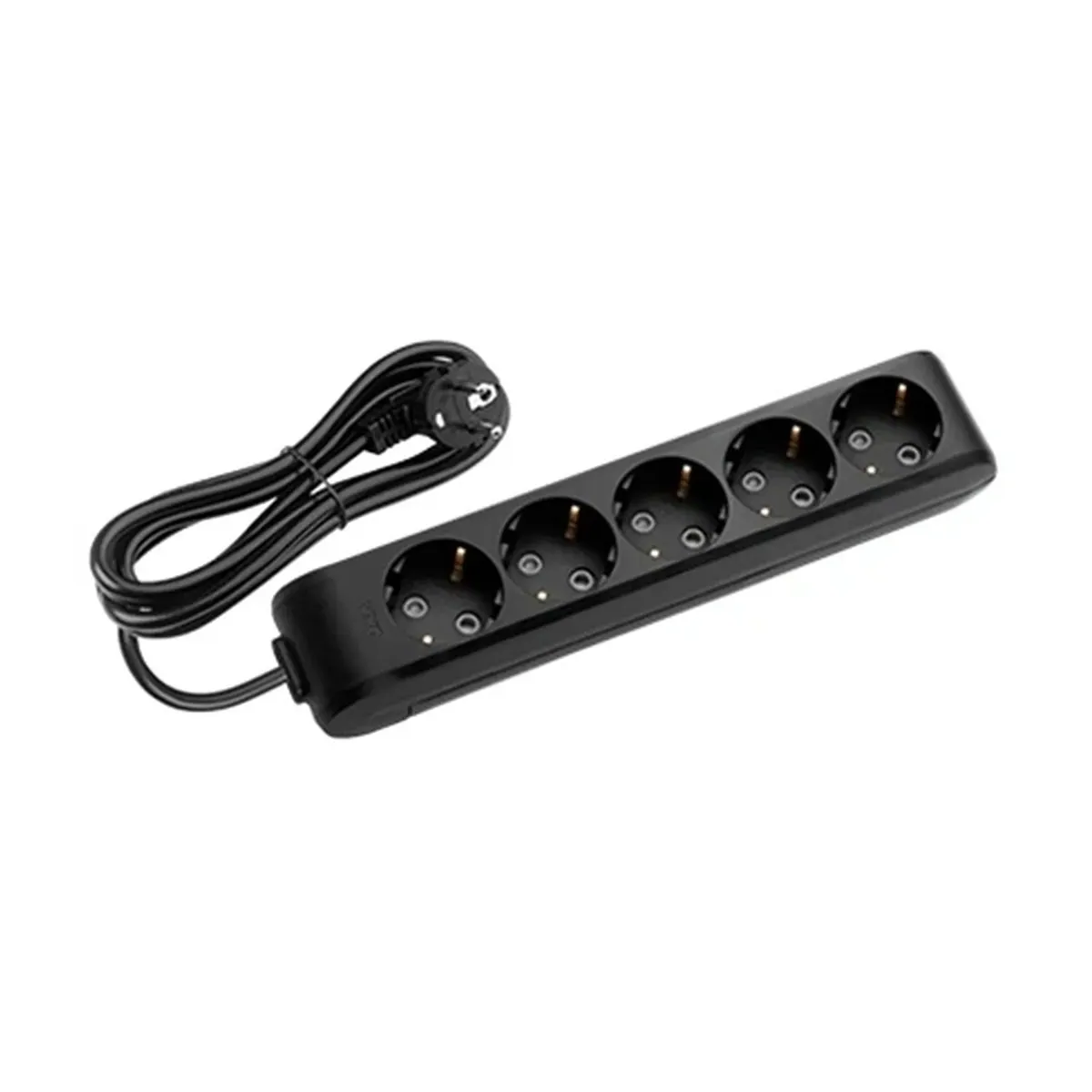 Viko Black Five-Socket Grounded Power Strip with Cable, Child-Protected - 2 Meter