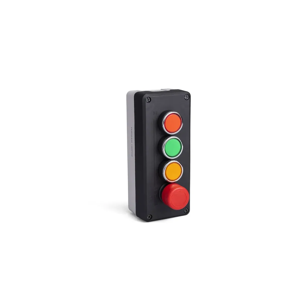 Emas P Series Plastic 4-Hole Emergency Stop 30mm Twist-Release Type Red and Flat Red+Yellow+Green Push Buttons 3* C3BK (NO)+C4BK (NC) Black-Gray Control Box P43A1BE30