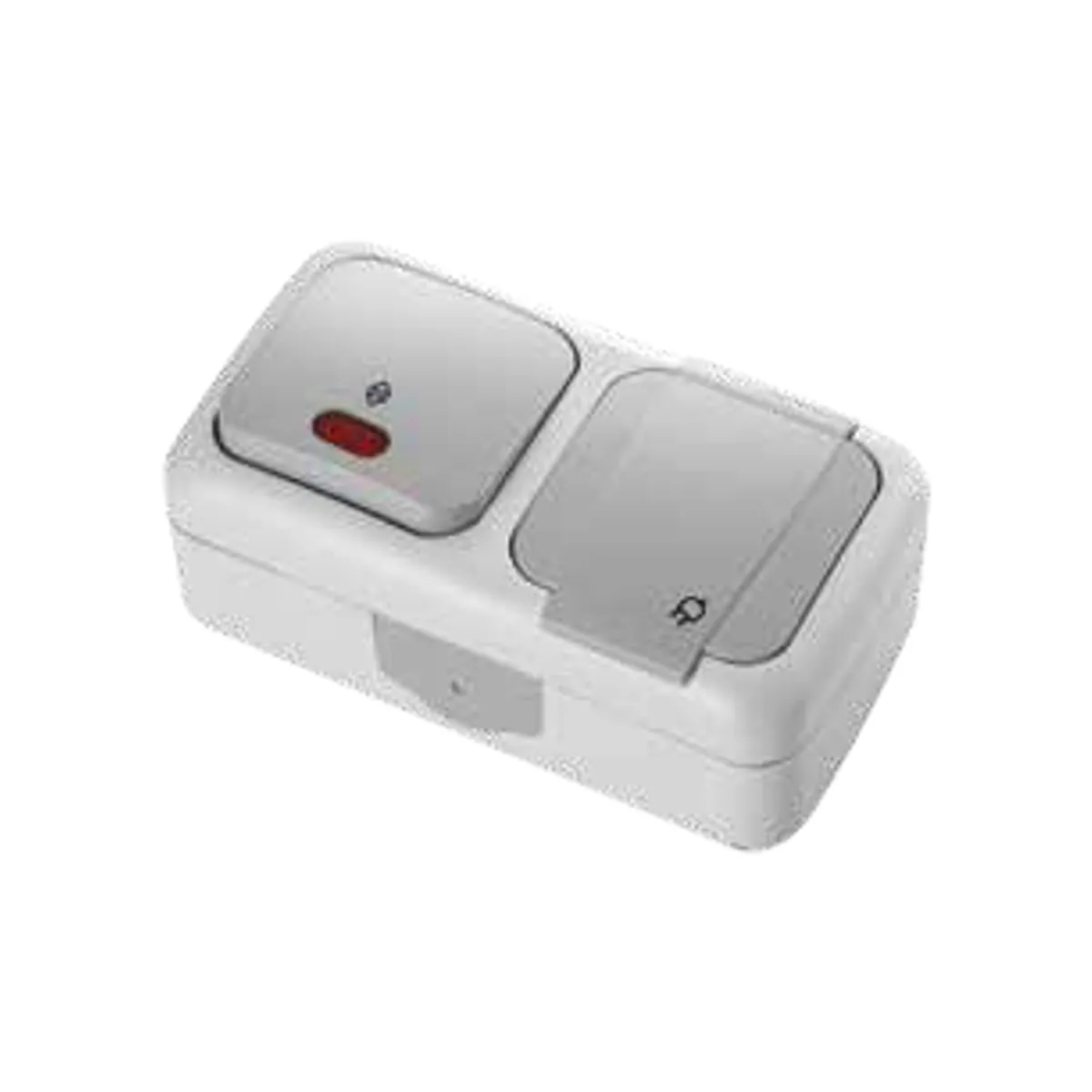 Viko 90555193 Palmiye Black Horizontal Illuminated Two-Way Switch + Grounded Socket IP54