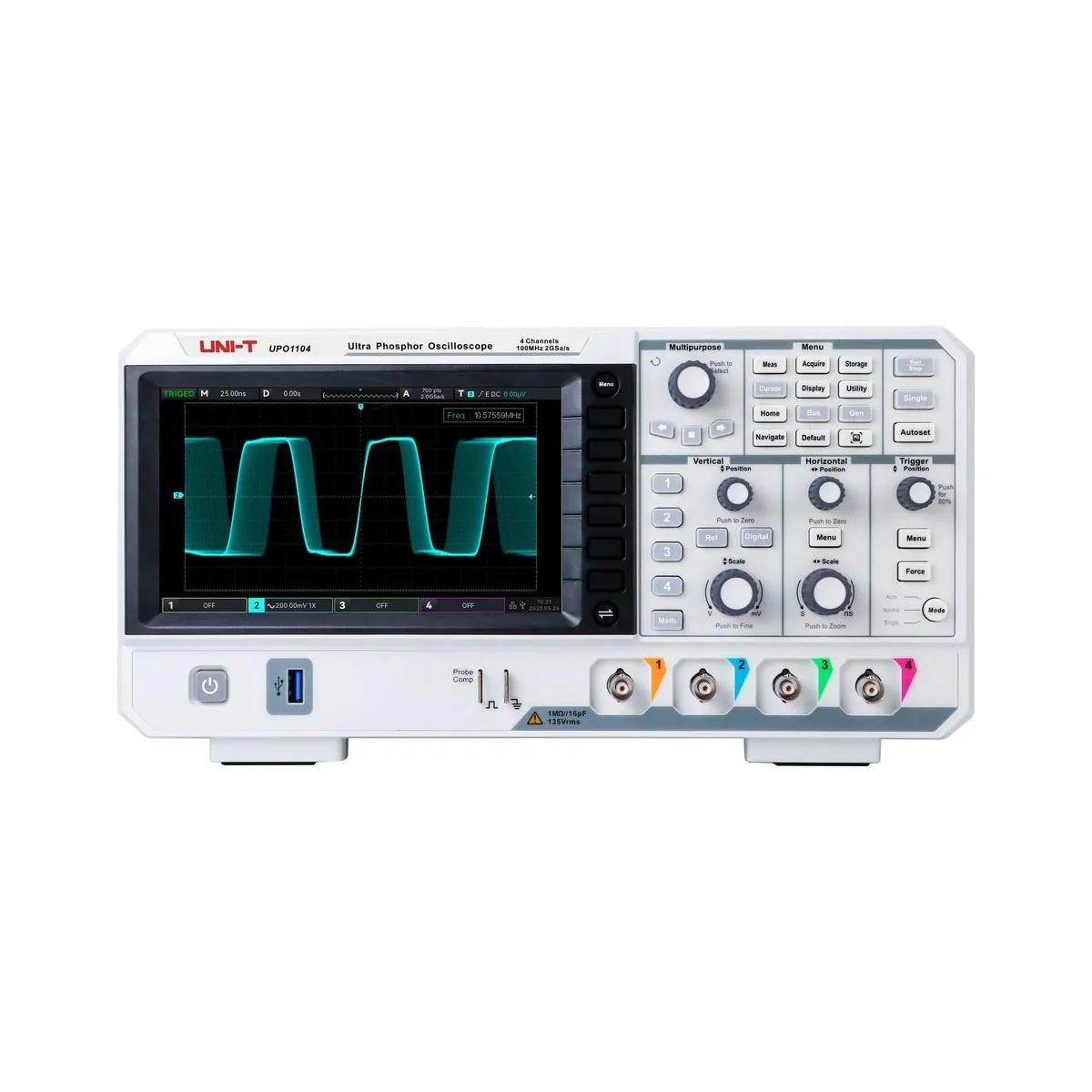 Unit UPO1104 100MHz 4-Channel Ultra Phosphor Bench Oscilloscope