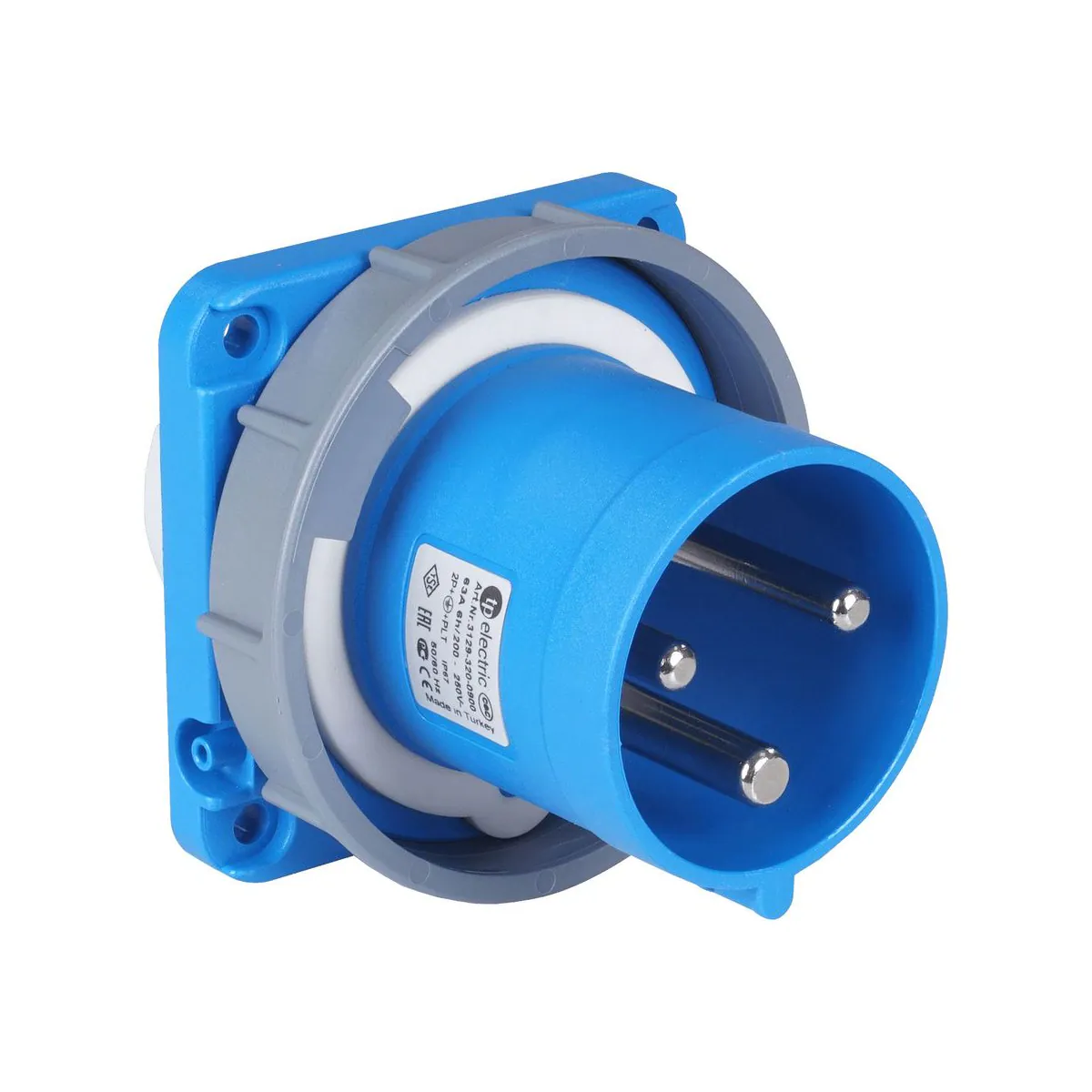TP Elektrik 3129-320-0900 CEE 3x63A Makine Fişi (düz) (100x100), IP 67, 6h