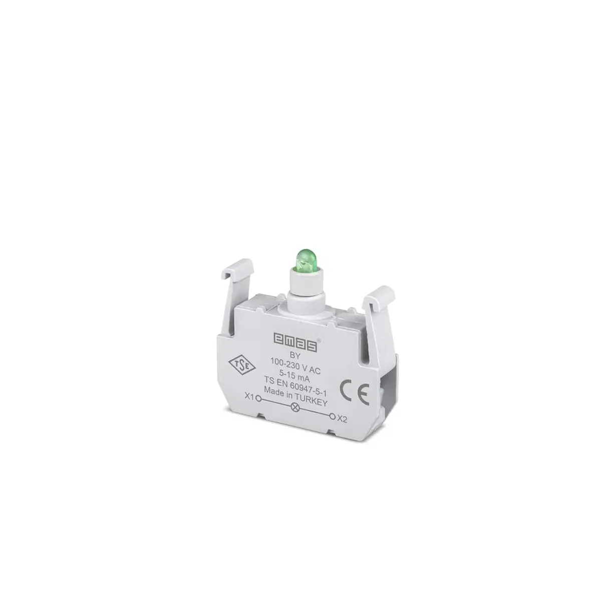 Emas B Serisi Yedek Yeşil LED'li 100-230V AC Sinyal Blok BY