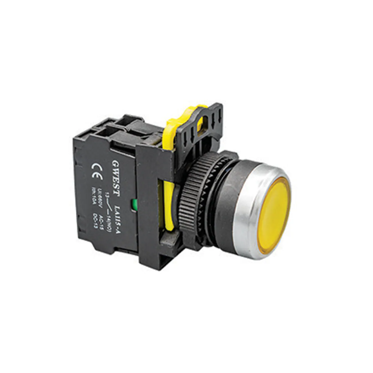 Gwest A5 - 11D-24 Illuminated Spring-Return Push Button — Yellow, 24V, 1NO