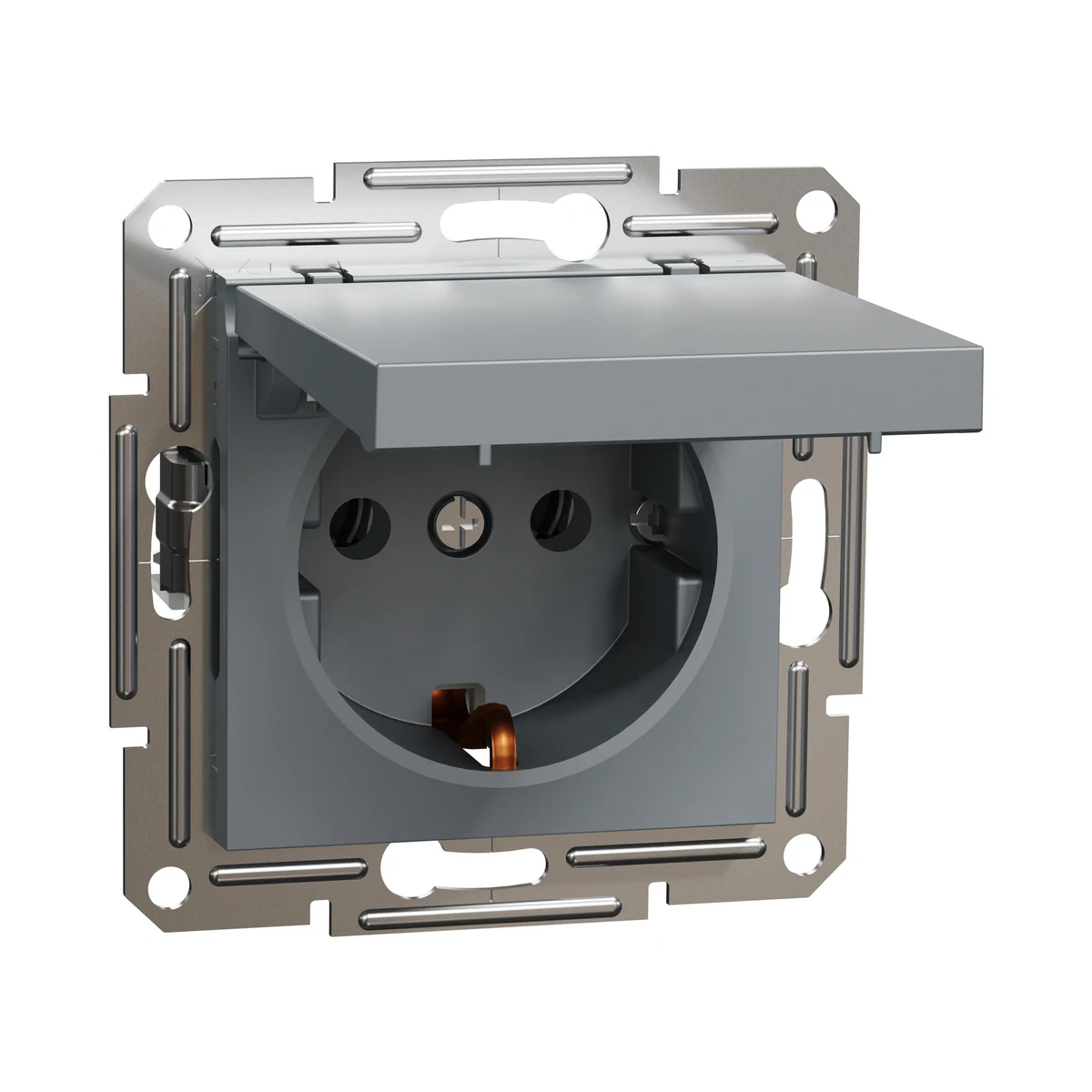 Schneider Electric EPH3100162 Asfora Grounded Socket with Cover Steel
