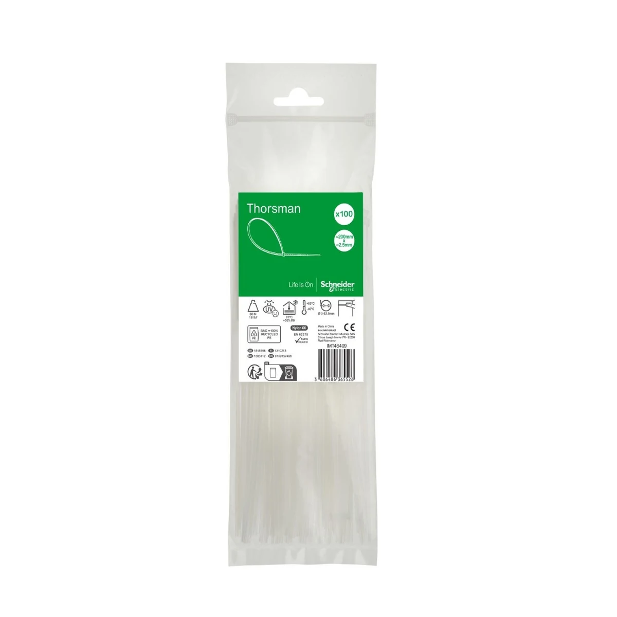 Schneider Electric IMT46409 Kablo Bağı 200x2.5mm şeffaf (100 ve katları şeklinde sipariş geçilmelidir)