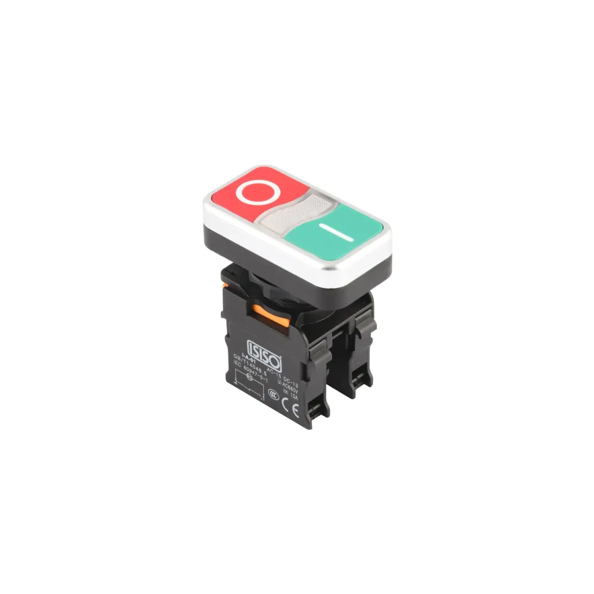 Isıso IA5RD-24 İkiz Buton, +, 1 NO + 1 NC, Işıklı, 24 V AC/DC (temsili görsel)