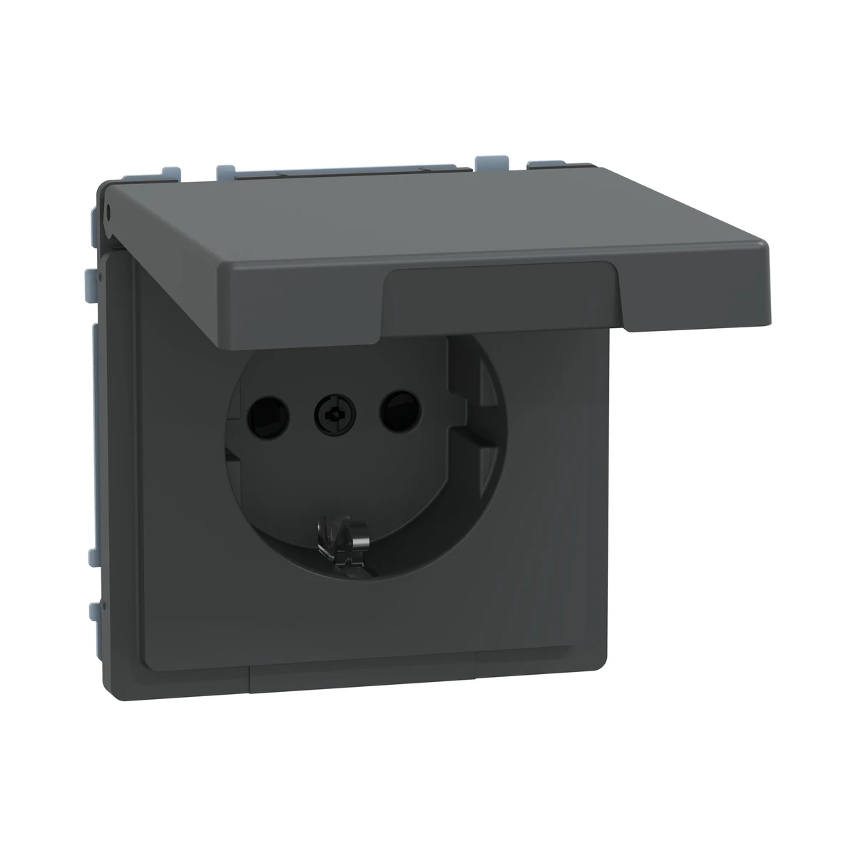 Schneider Electric MEG2310-6034 Merten System-D, Child-Safe Grounded Socket with Cover, Quick Connection, Anthracite