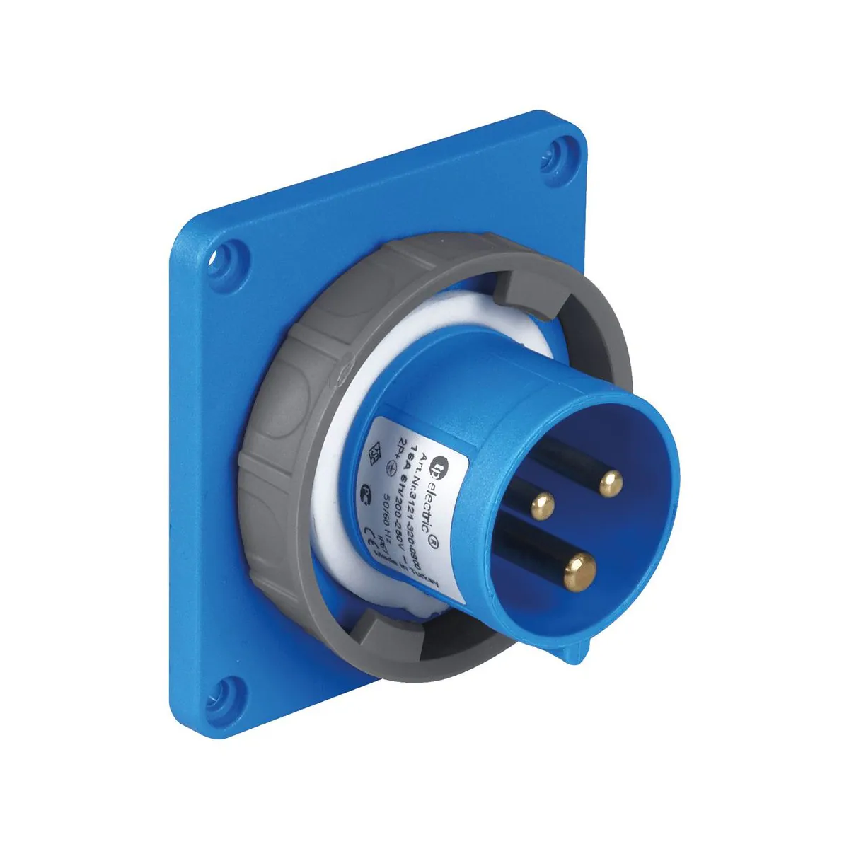 TP Elektrik 3021-320-0900 CEE 3x16A Machine Plug (straight) (83x90), IP 67, 6h