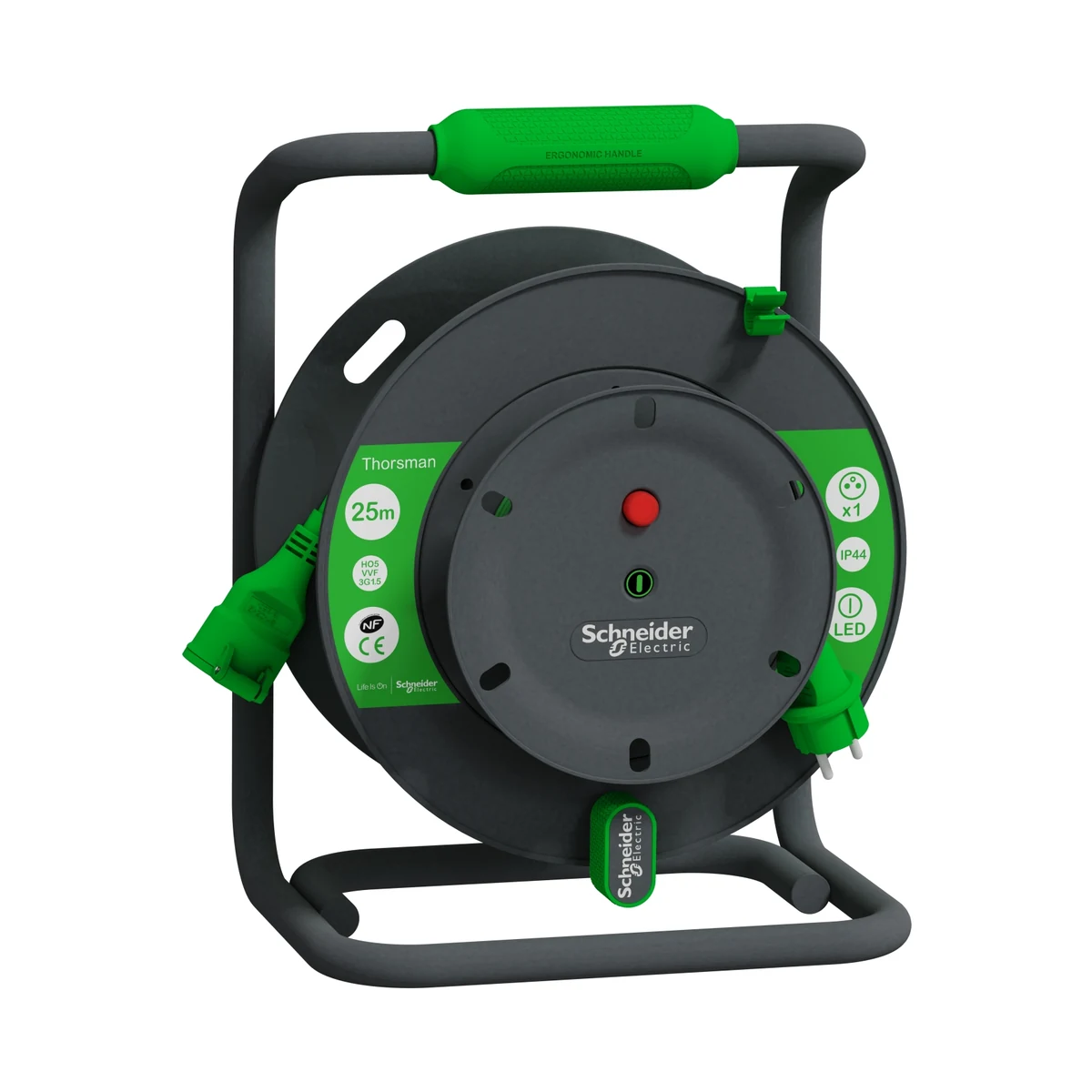 Schneider Electric IMT33154 Kablo Makarası Geniş, IP44, HO5VVF 3G1.5 25mt kablolu, topraksız — üretici ürün görseli