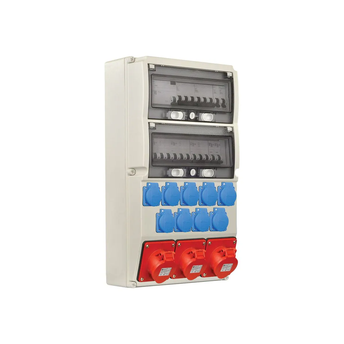 TP Elektrik 3379-009-5271 300x540 Priz Montajlı Kombinasyon Kutusu, 5x16A ve 5x32A ve 1x16A Prizli, Sigortalı, Kaçak Akımlı, Kablajlı, IP 66