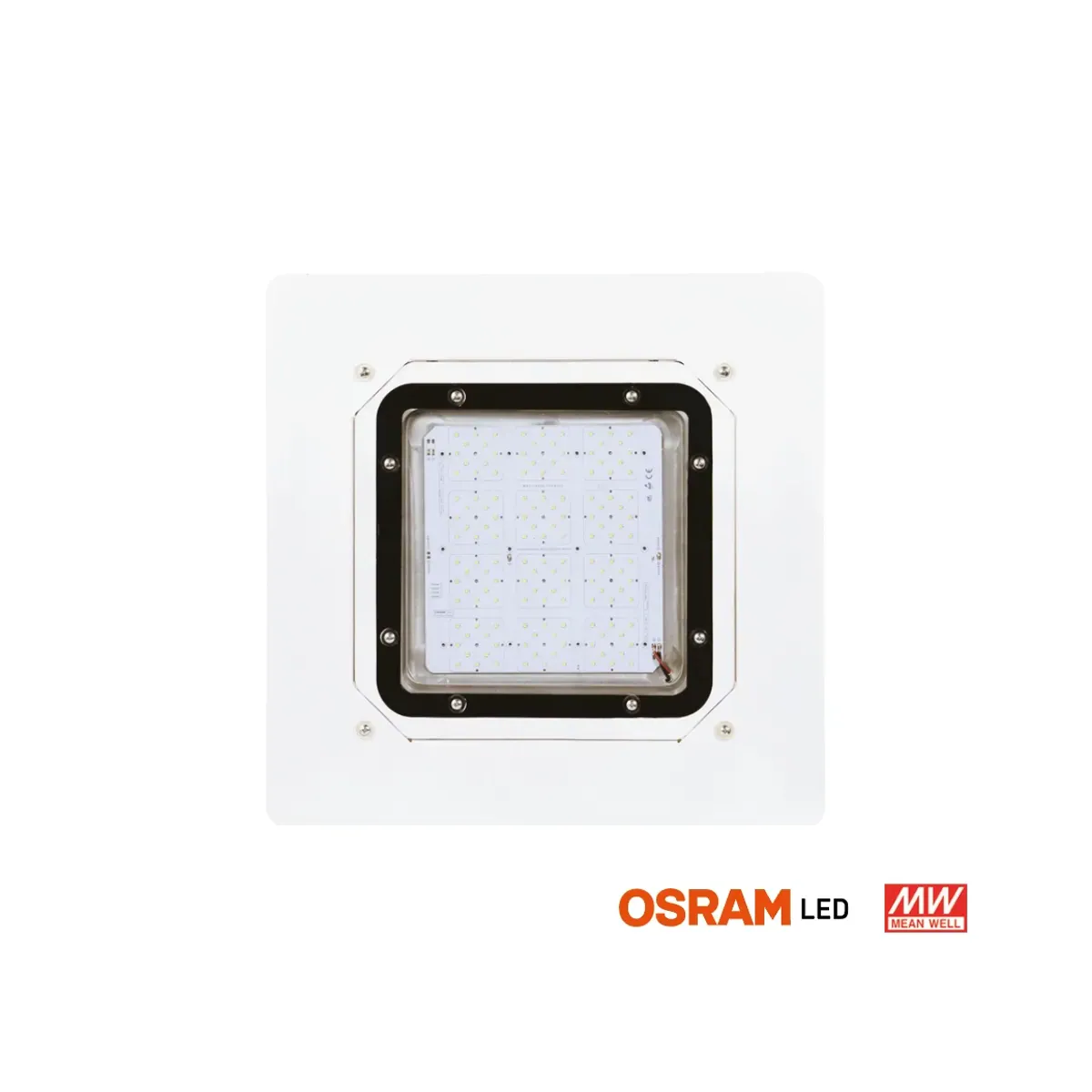 100W Flush-Mounted 4000 K 16650lm Osram LED Meanwell Driver Canopy LED Luminaire IP65