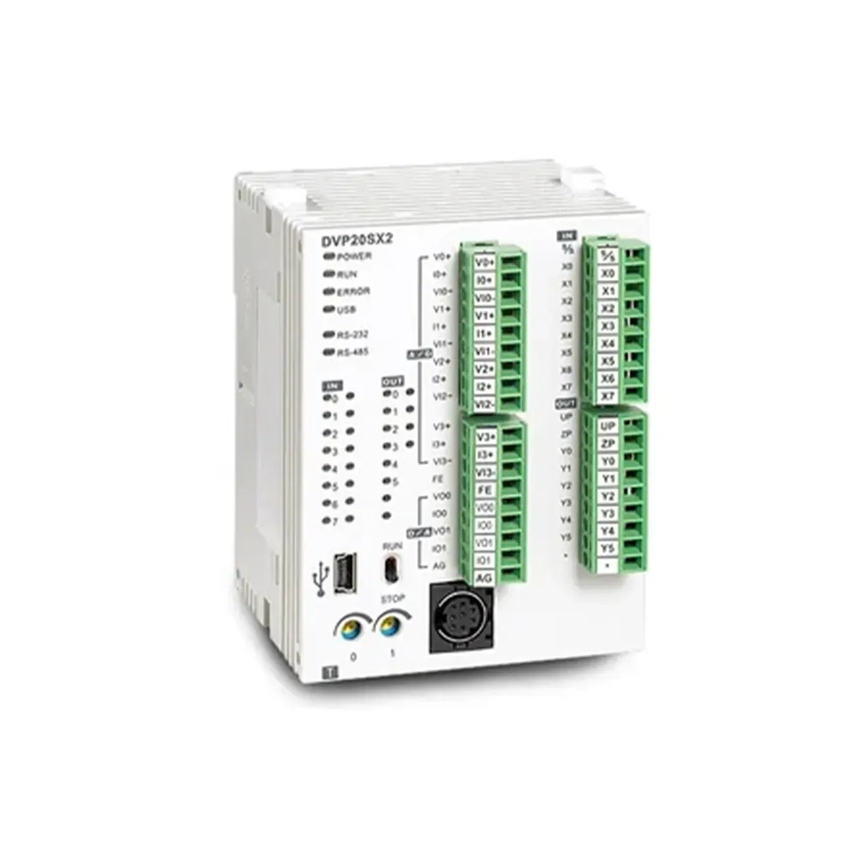 Delta DVP20SX311T SX3 Serisi Sola Genişler, Dahili analog 64k Step Program Kapasitesi, Yeni Nesil CPU 8DI - 4AI 6 NPN DO - 2AO
