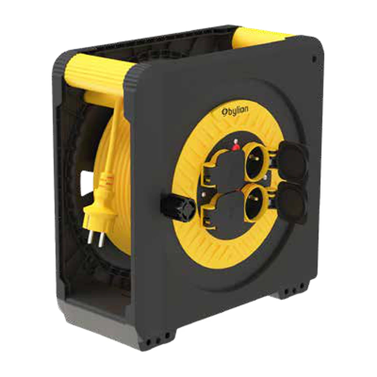 Bylion 107-404-3340 PMPC-40325-F Cassette-Type Cable Reel 40 m 3G2.5 4 sockets Type F (Schuko) IP44 Yellow