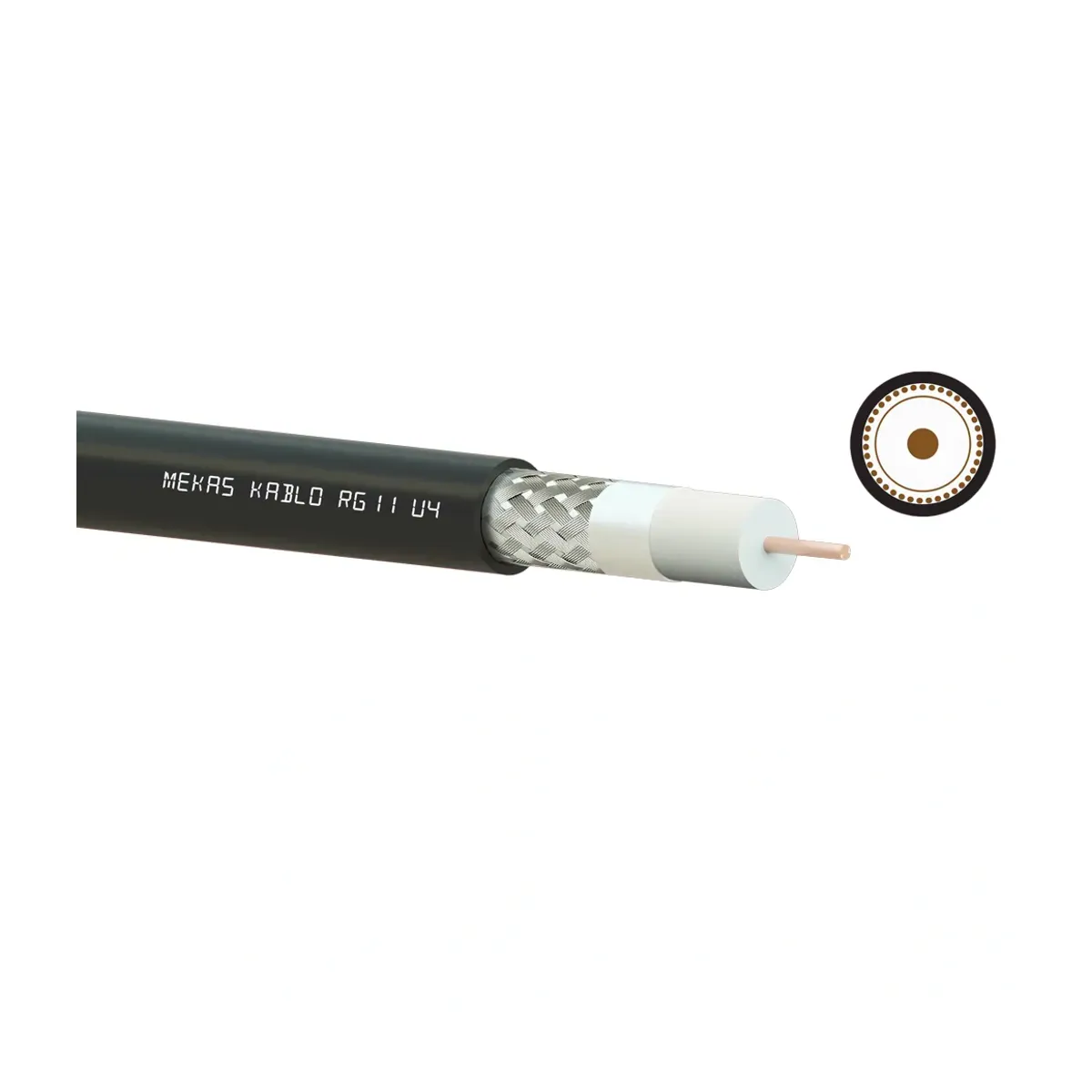 Mekas 1,63mm RG11 U4 Halojen Free Koaksiyel Uydu TV Yayın Kablosu
