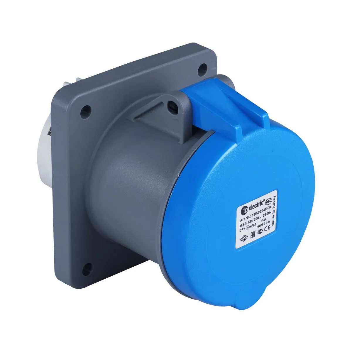 TP Elektrik 3128-322-0900 CEE 3x63A Machine Socket (Straight) (100x107), IP 44
