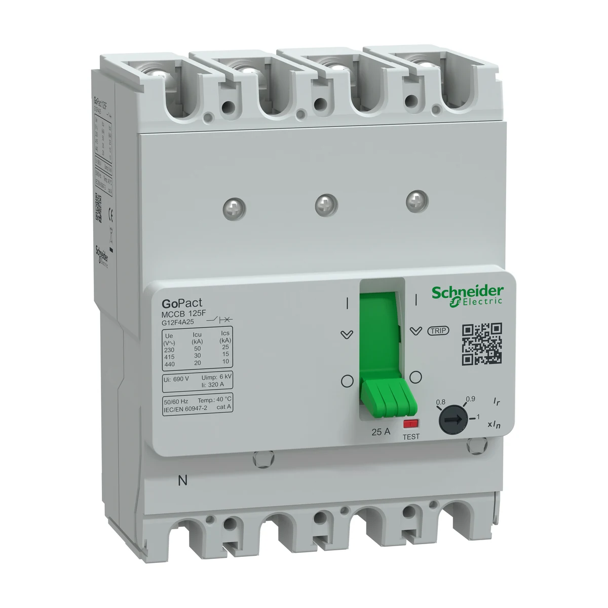 Schneider Electric G12F4A25 GOMCCB 125F 4P4D 25A Adjustable