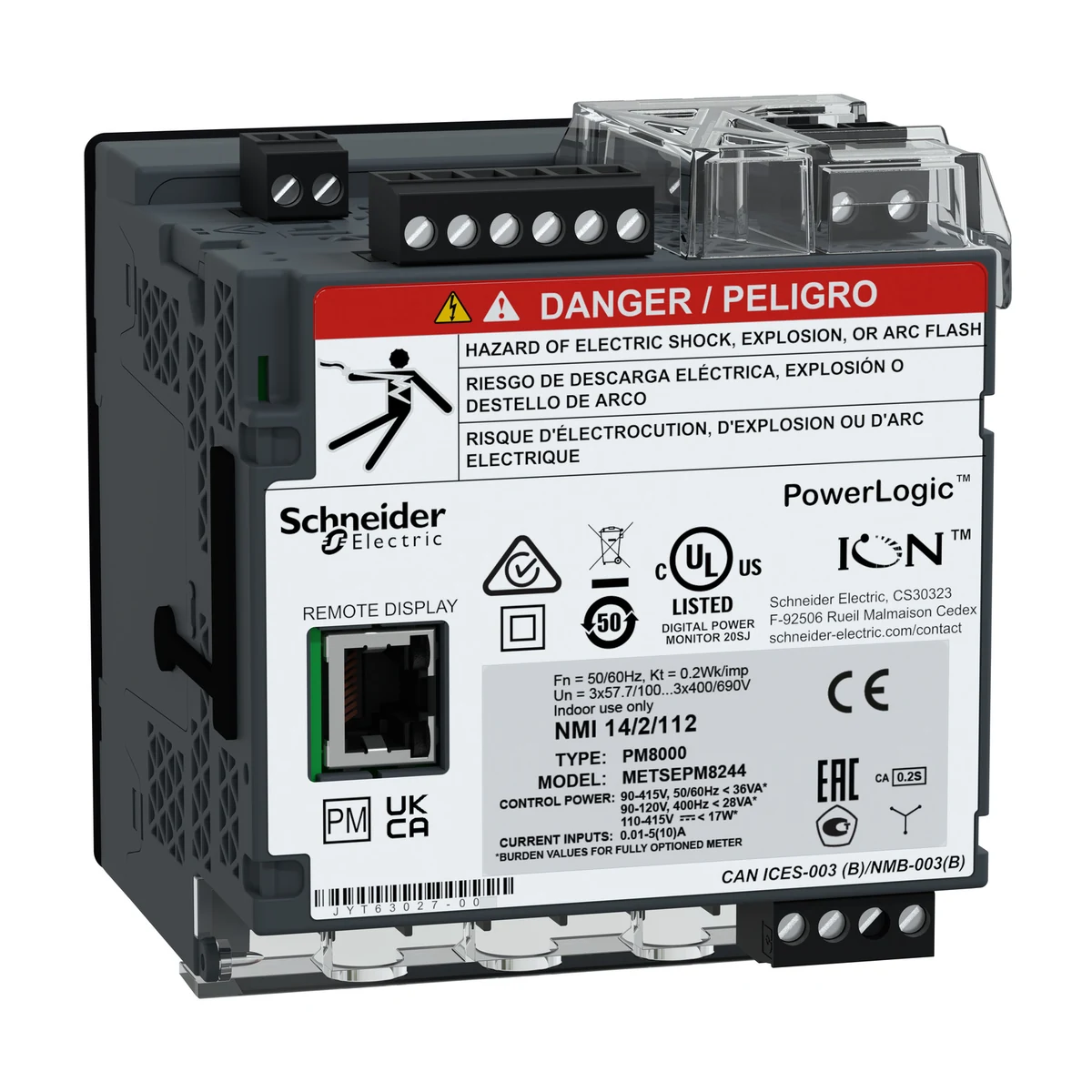 Schneider Electric METSEPM8244 PM8000 DIN Rail Mount Remote Monitoring