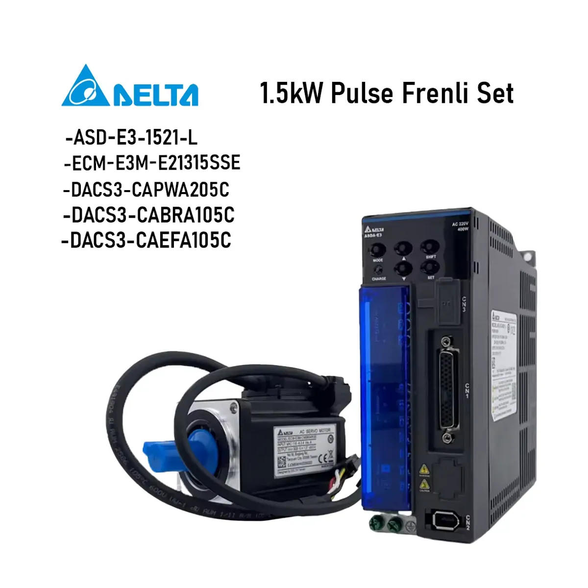 Delta ASDA-E3 Serisi 1.5kW Pulse Frenli Set