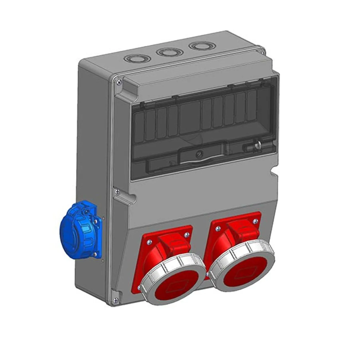 Mete Enerji 7006505CB505 2 pcs 4x32A IP67 Angled Machine Socket on Front + 2 pcs 1x16A IP66/68 Panel Socket on Side